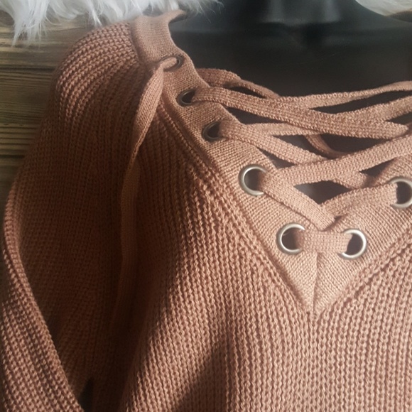 Mauve Front Tie Sweater Tunic - Picture 2 of 3